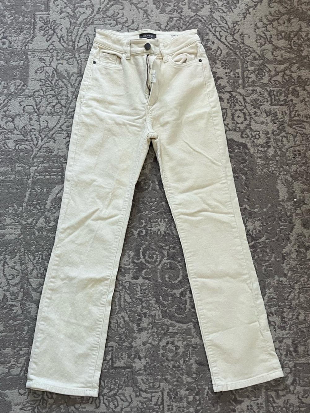 DL1961 Women's High-Rise Straight Jeans in Light Cream